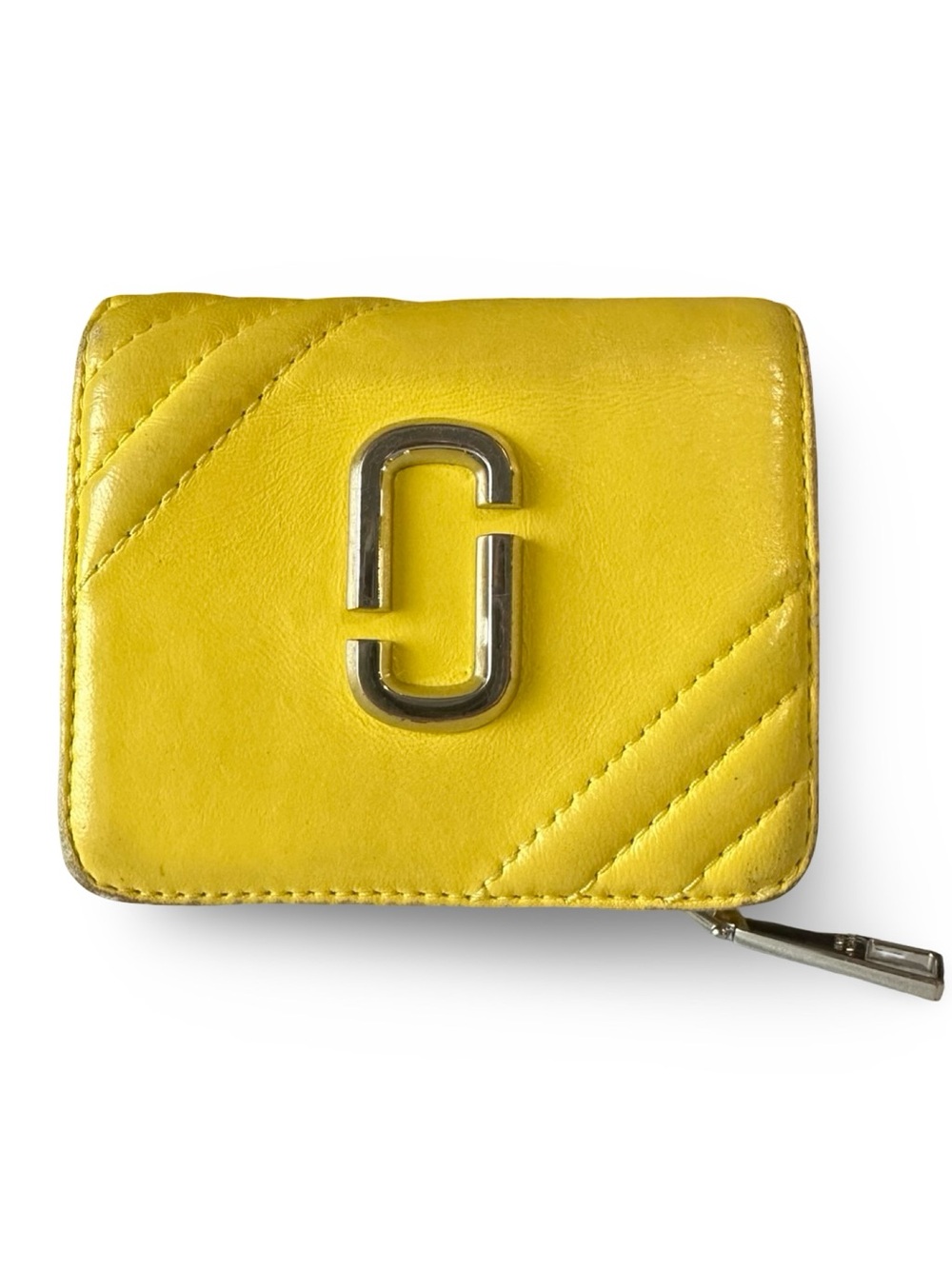 Marc Jacobs Yellow Zip-Around Compact Wallet with Double J Logo